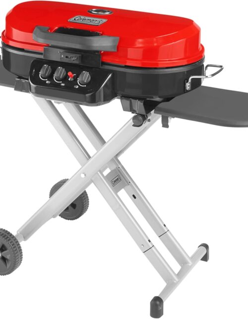 Coleman RoadTrip 285 Portable Stand-Up Propane Grill with 3 Adjustable Burners & Instastart Ignition, 20,000 BTUs of Power for Outdoor Cooking, Camping, Tailgating, Grilling, BBQs, & More