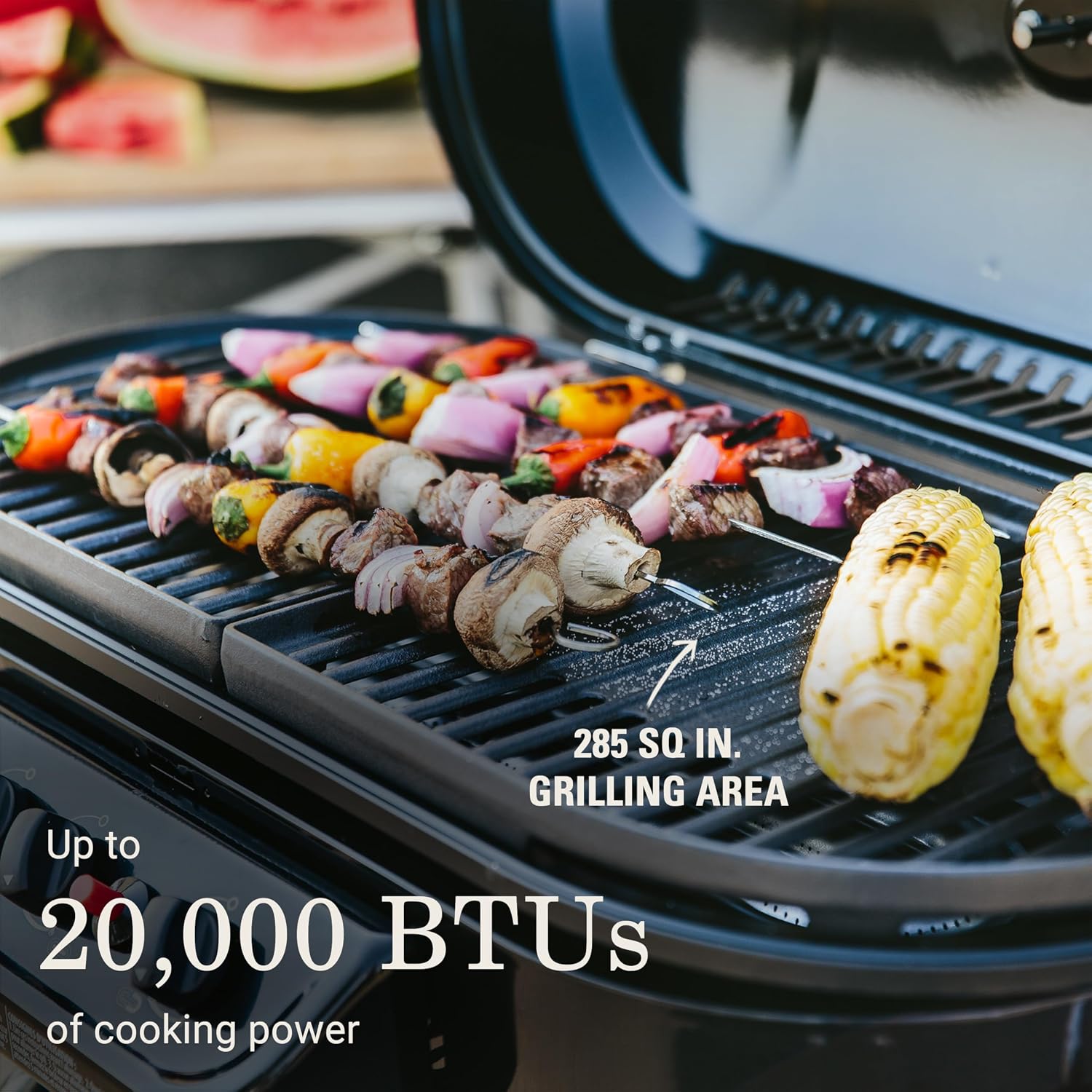 Coleman RoadTrip 285 Portable Stand-Up Propane Grill with 3 Adjustable Burners & Instastart Ignition, 20,000 BTUs of Power for Outdoor Cooking, Camping, Tailgating, Grilling, BBQs, & More - Image 2