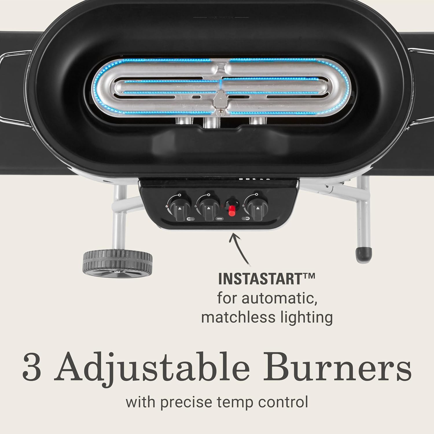 Coleman RoadTrip 285 Portable Stand-Up Propane Grill with 3 Adjustable Burners & Instastart Ignition, 20,000 BTUs of Power for Outdoor Cooking, Camping, Tailgating, Grilling, BBQs, & More - Image 4