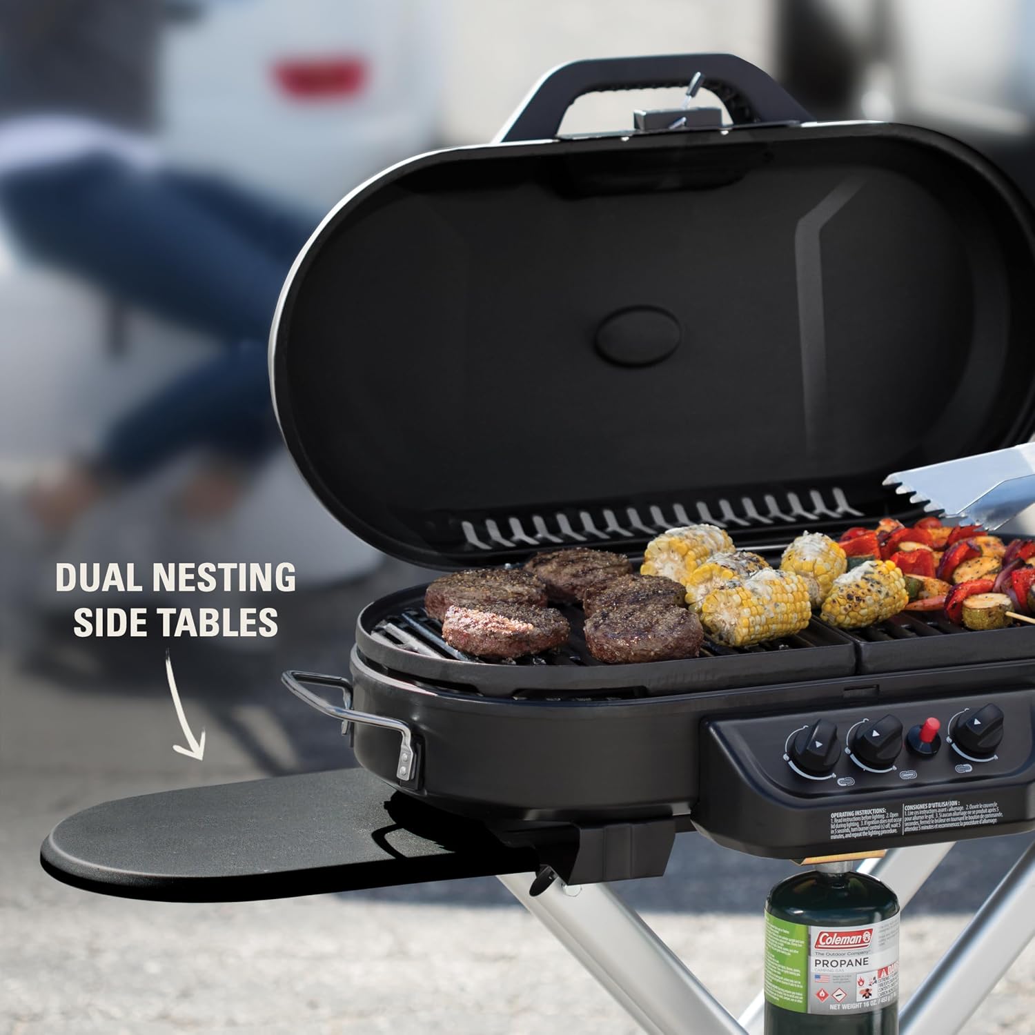 Coleman RoadTrip 285 Portable Stand-Up Propane Grill with 3 Adjustable Burners & Instastart Ignition, 20,000 BTUs of Power for Outdoor Cooking, Camping, Tailgating, Grilling, BBQs, & More - Image 6