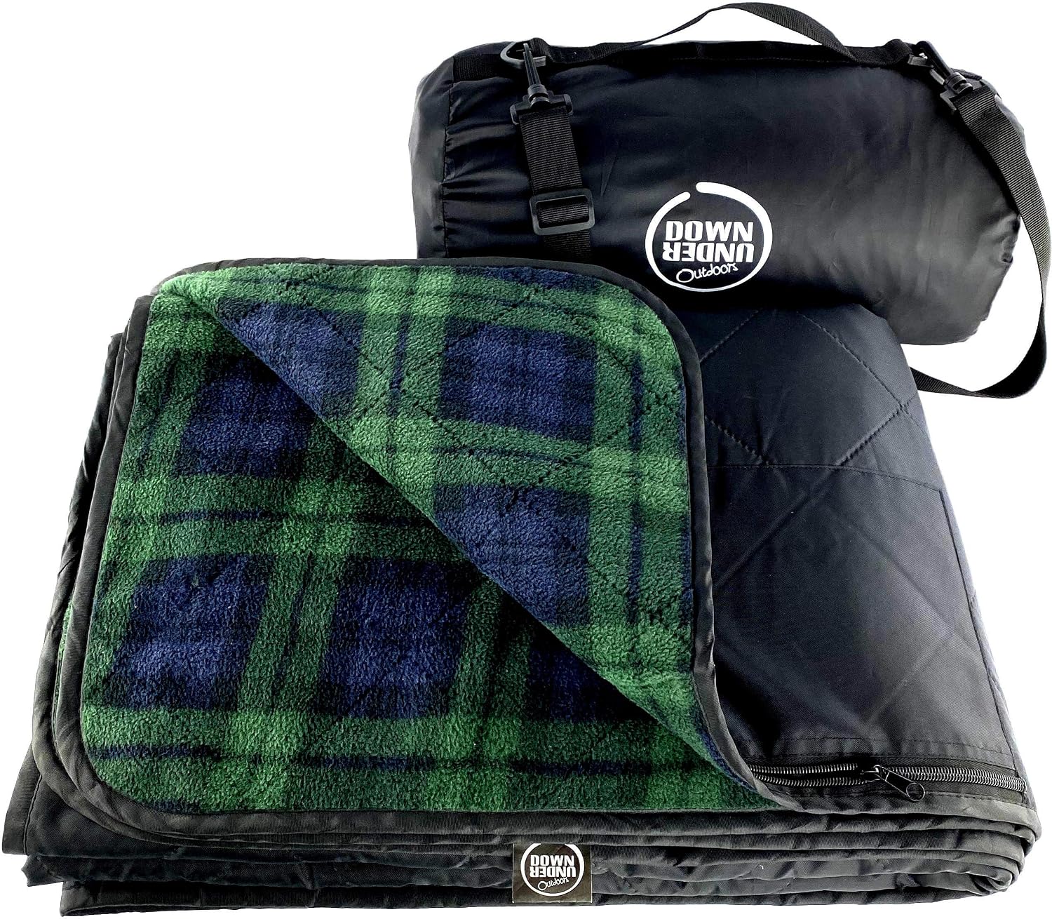 DOWN UNDER OUTDOORS Waterproof 350 GSM Fleece or Sherpa Stadium Blanket | Large Extra Thick, Windproof, Quilted, Machine Washable, Camping Picnic & Outdoor, Beach, Dog, secret pocket, 82 x 55 inches