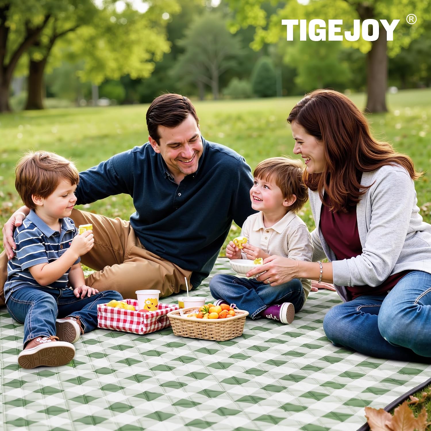 TigeJoy Extra Large Picnic Blanket Waterproof Beach Blanket 80''x80'' | Outdoor Picnic Mat Sandproof for Park, Beach, Grass, Travel, Hiking, Camping Essentials, Gingham Picnic Blanket Foldable - Image 7