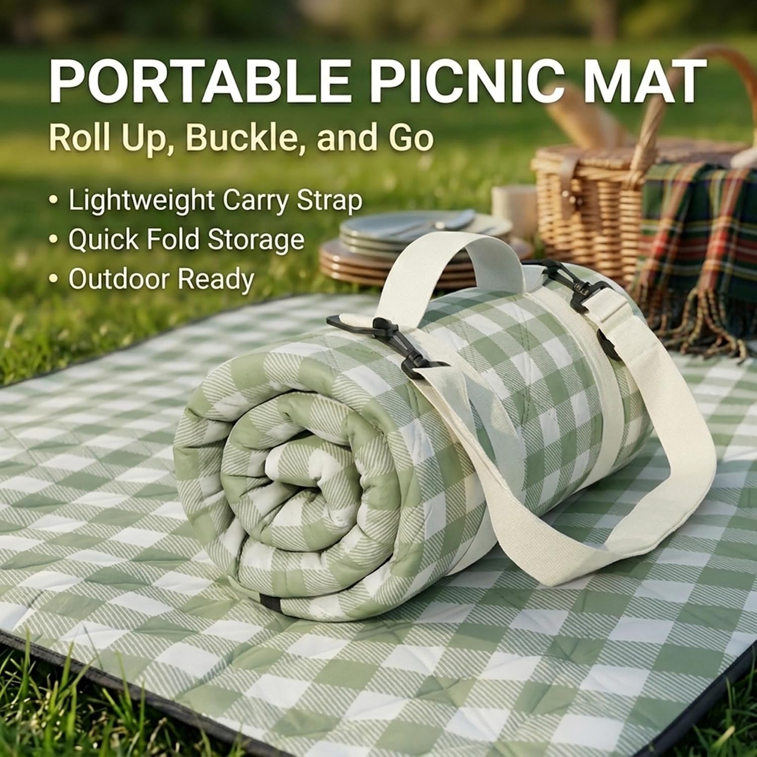 Extra Large Picnic Blanket 80"x 83", Waterproof Sandproof Beach Outdoor Mat | 5-Layer Padded Comfort, Detachable Shoulder Strap, Anti-Slip Backing, Machine Washable for Beach Park Concert - Image 5