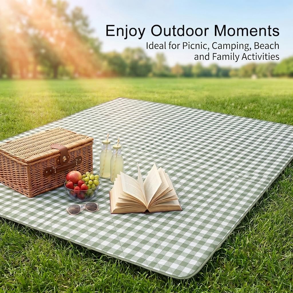 Extra Large Picnic Blanket 80"x 83", Waterproof Sandproof Beach Outdoor Mat | 5-Layer Padded Comfort, Detachable Shoulder Strap, Anti-Slip Backing, Machine Washable for Beach Park Concert - Image 7