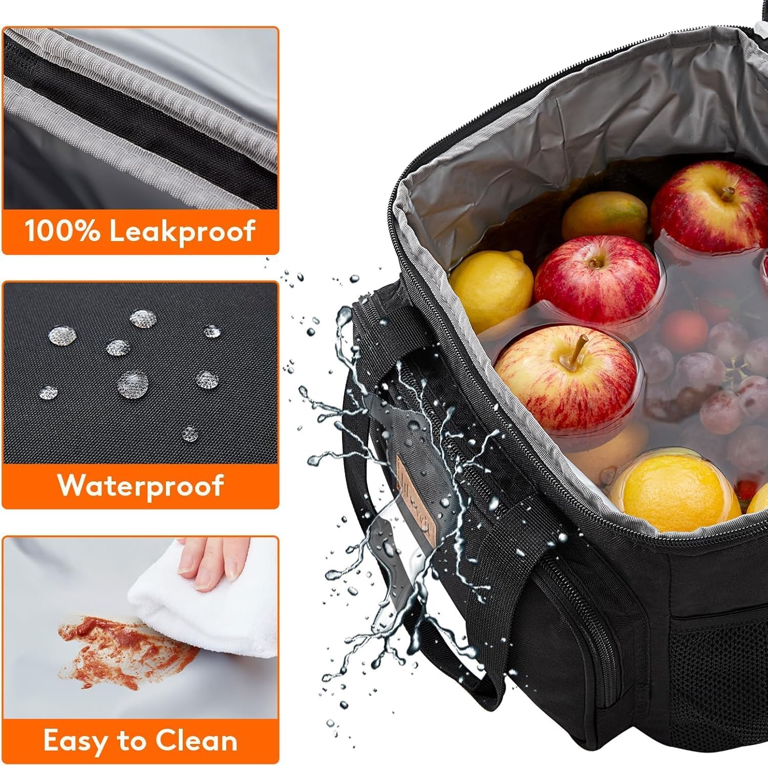 Lifewit Large Lunch Bag, Insulated Lunch Box, Soft Cooler Cooling Tote for Adult Men Women, Black 24-Can (15L) - Image 5